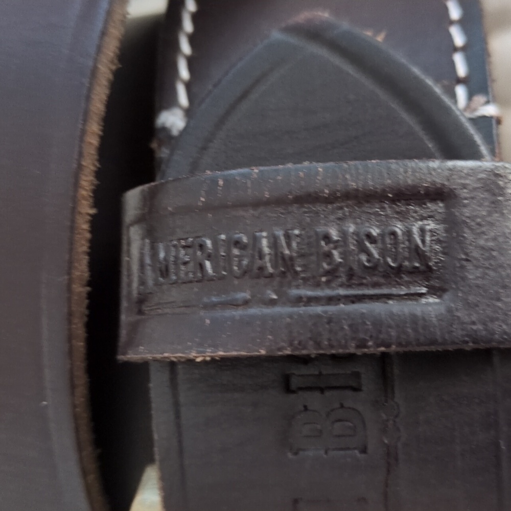 American Bison Dark Brown Leather Belt 36 - Picture 6 of 13